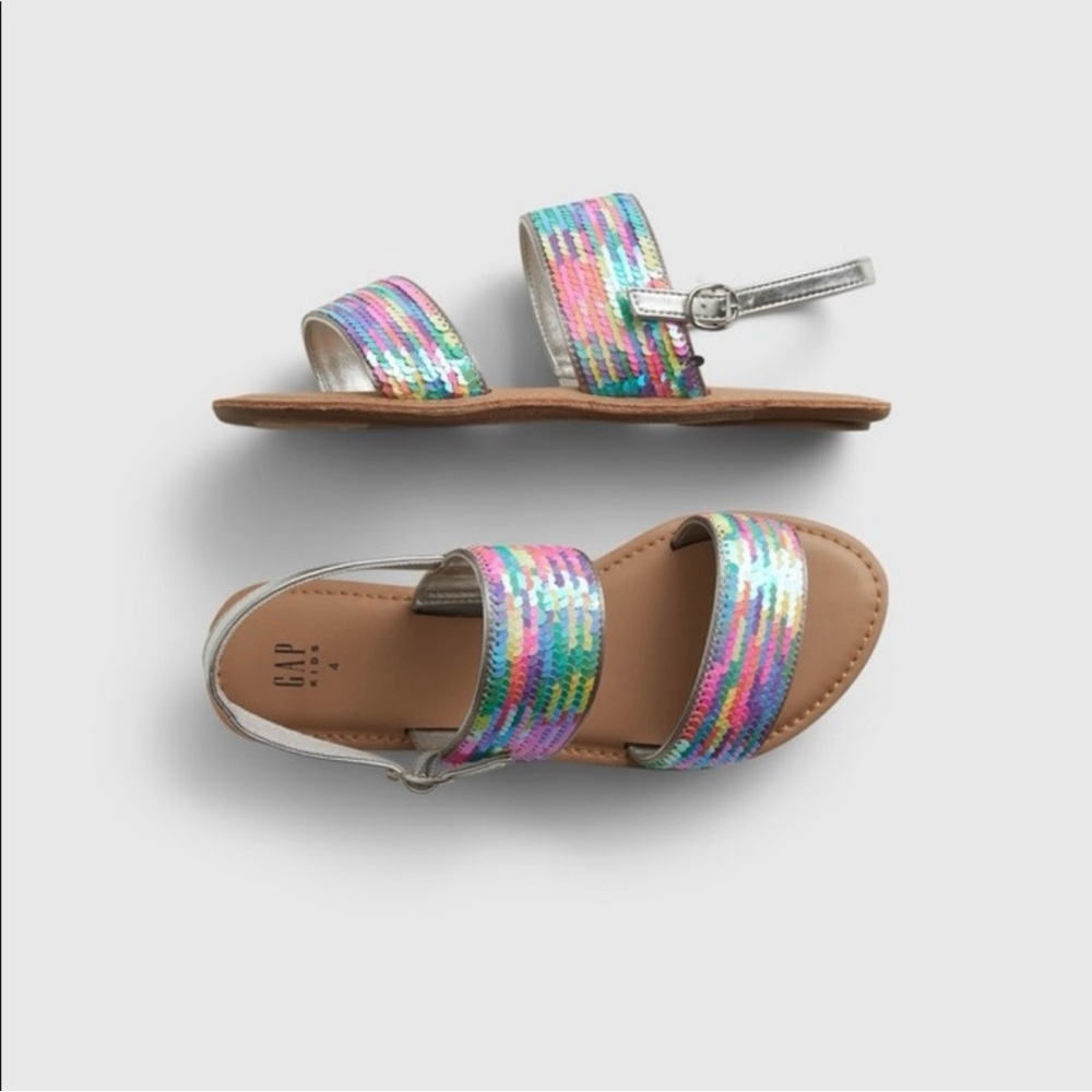 GAP Kids Silver Multicolor Sequin Sandals